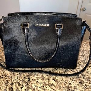 Michael Kors calf hair black handbag